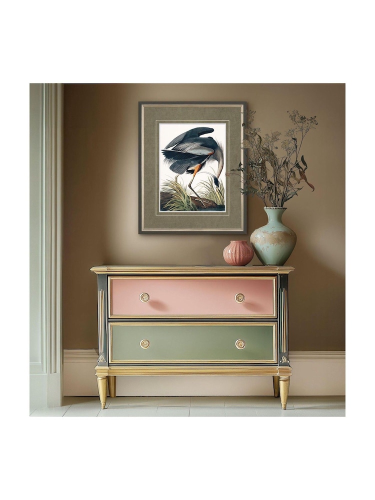 Art Marketing Multicoloured Small Vintage Heron Wall Art - Image 1 of 4
