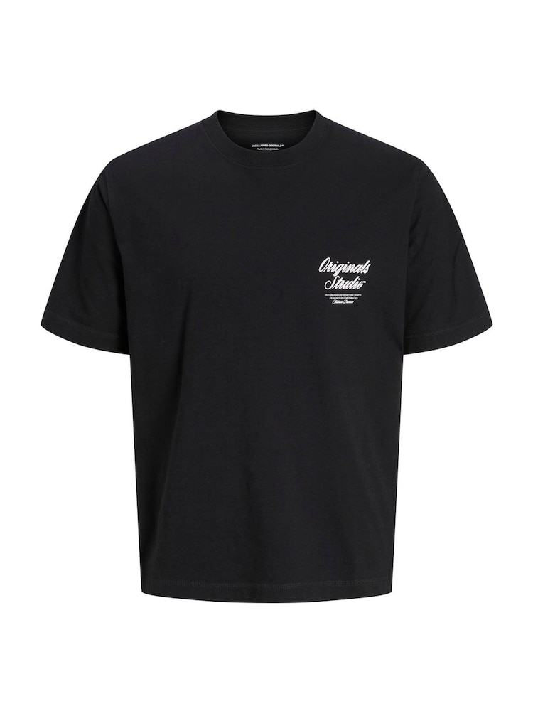 JACK & JONES Black Back Print Relaxed Fit T-Shirt - Image 1 of 2
