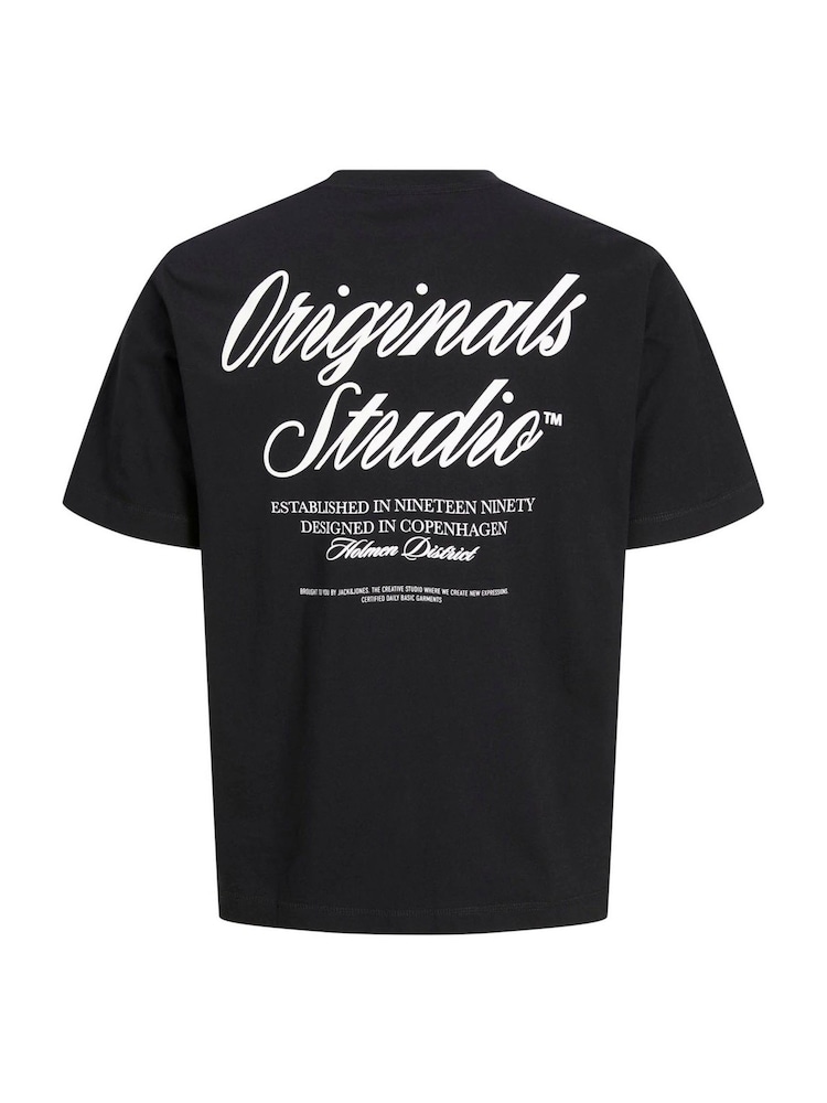 JACK & JONES Black Back Print Relaxed Fit T-Shirt - Image 2 of 2