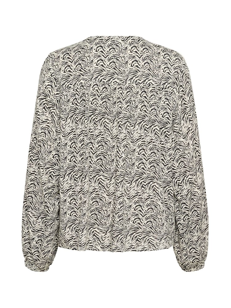 Kaffe Grey KAmiriam Long Sleeve V-Neck Blouse - Image 6 of 6