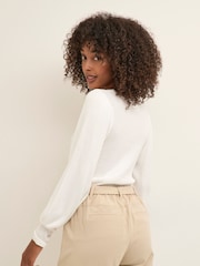 Kaffe Dora Round Neck Long Sleeve White Jumper - Image 2 of 6