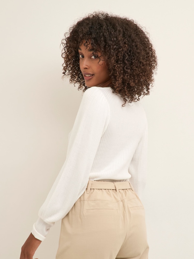 Kaffe Dora Round Neck Long Sleeve White Jumper - Image 2 of 6
