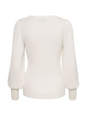 Kaffe Dora Round Neck Long Sleeve White Jumper - Image 6 of 6