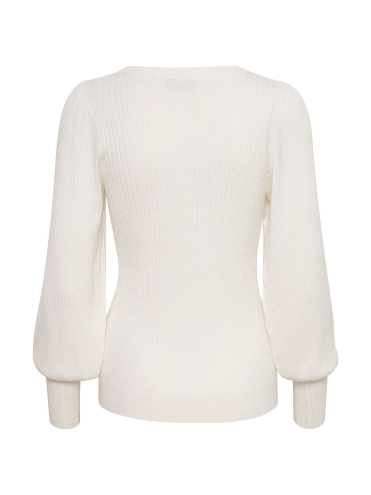 Kaffe Dora Round Neck Long Sleeve White Jumper - Image 6 of 6
