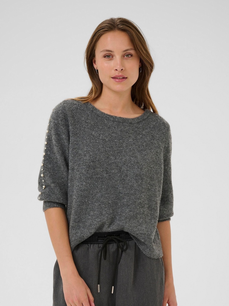 Kaffe Grey KAbetty Long Sleeve Jumper - Image 1 of 6