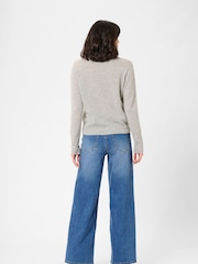 Kaffe Grey Cashie Wool-Cashmere Blend Jumper - Image 3 of 6