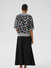 Kaffe Grey KAsandra Leopard Print Jumper - Image 2 of 6