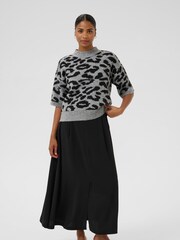 Kaffe Grey KAsandra Leopard Print Jumper - Image 3 of 6