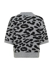 Kaffe Grey KAsandra Leopard Print Jumper - Image 6 of 6