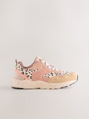 Rust Orange Leopard Print - Lace-Up Colourblock Trainers - Imagem 3 de 7