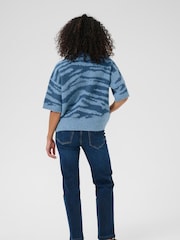 Kaffe Blue KAsandra Animal Print Jumper - Image 2 of 6