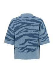 Kaffe Blue KAsandra Animal Print Jumper - Image 6 of 6