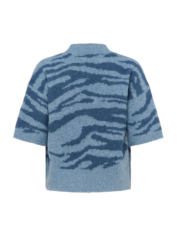 Kaffe Blue KAsandra Animal Print Jumper - Image 6 of 6