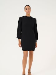 Kaffe Sofie Long Sleeve Knit Black Dress - Image 1 of 6