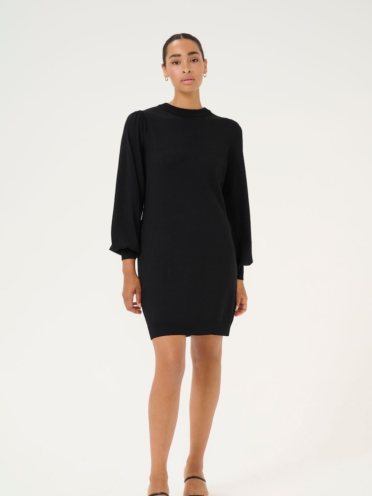 Kaffe Sofie Long Sleeve Knit Black Dress - Image 1 of 6