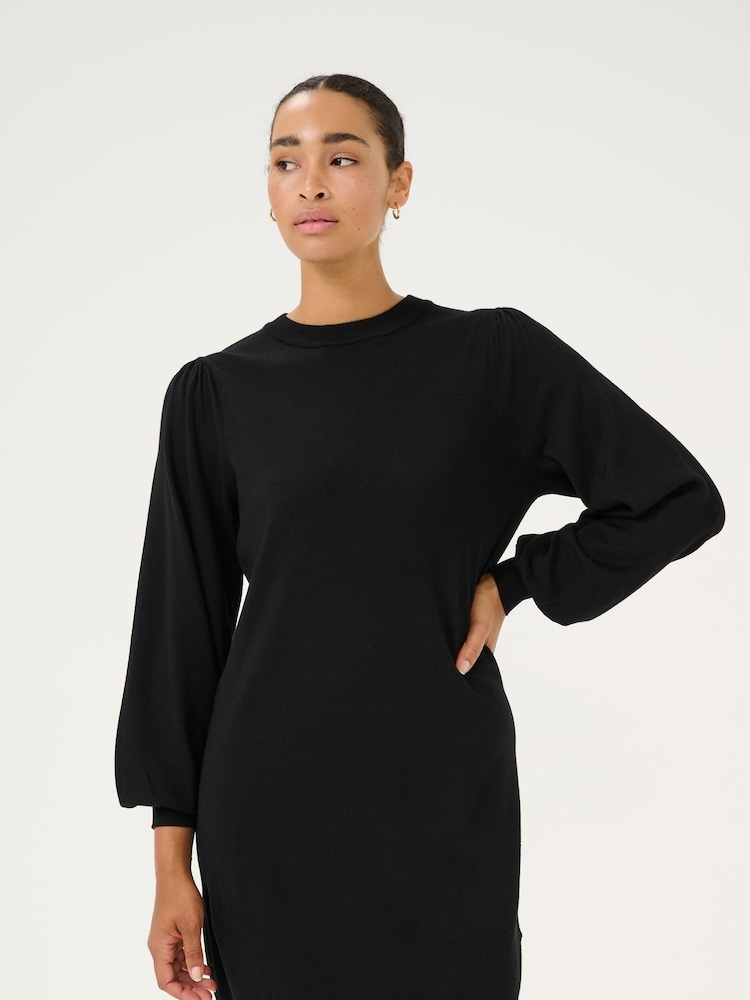 Kaffe Sofie Long Sleeve Knit Black Dress - Image 2 of 6