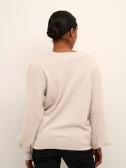 Kaffe Natural Lone Long Pleated Sleeve Jumper - Image 2 of 6