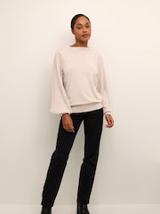 Kaffe Natural Lone Long Pleated Sleeve Jumper - Image 3 of 6