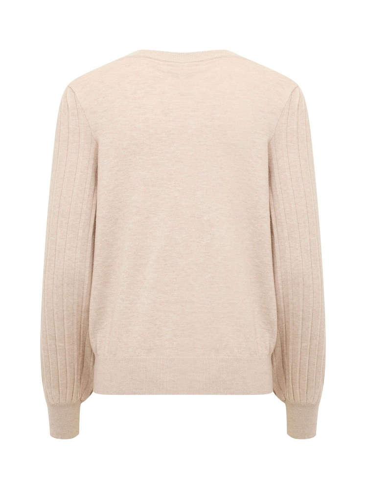 Kaffe Natural Lone Long Pleated Sleeve Jumper - Image 6 of 6