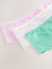 Pink/Green/Cream Hipster Thong Lace Knickers 3 Pack - Image 12 of 13