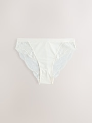 Navy/Green/Cream High Leg Lace Knickers 3 Pack - Image 8 of 12