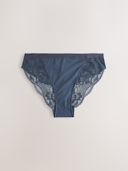 Navy/Green/Cream High Leg Lace Knickers 3 Pack - Image 9 of 12