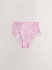 Pink/Green/Cream High Waist High Leg Lace Knickers 3 Pack - Image 8 of 12