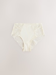 Pink/Green/Cream High Waist High Leg Lace Knickers 3 Pack - Image 9 of 12