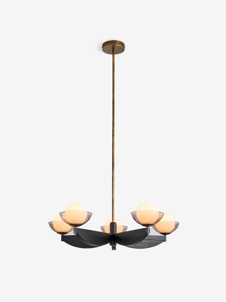 MADE.COM Black Wood Large Layla Ceiling Light - Image 1 of 2