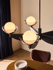 MADE.COM Black Wood Large Layla Ceiling Light - Image 3 of 5