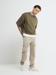 River Island Natural Loose Stretch Cargo Trousers - Image 1 of 4
