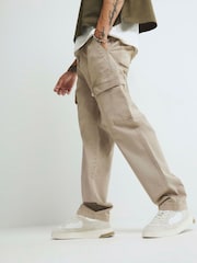 River Island Natural Loose Stretch Cargo Trousers - Image 2 of 4