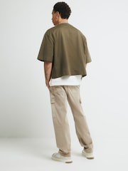 River Island Natural Loose Stretch Cargo Trousers - Image 4 of 4