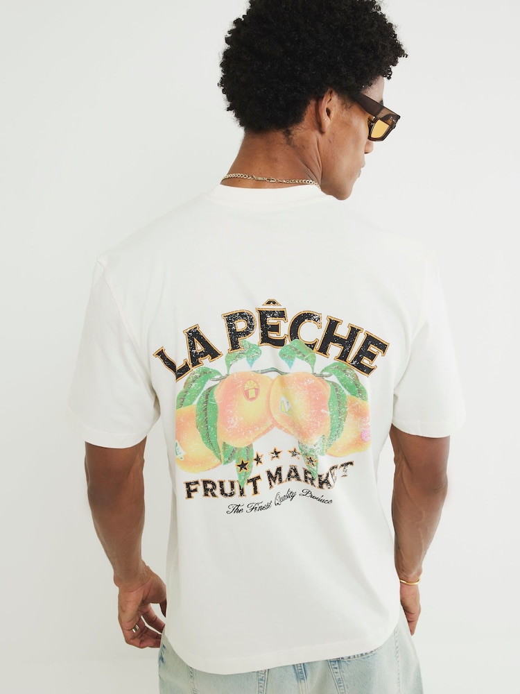 River Island Cream La Peche Fruit Market T-Shirt - Image 2 of 4