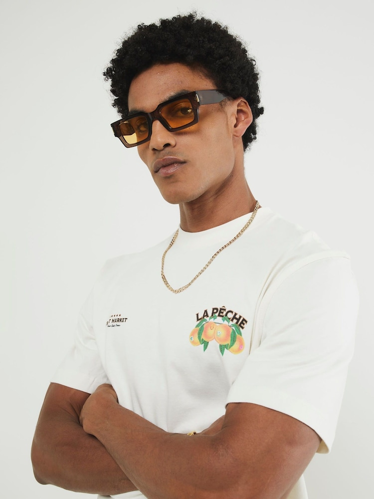 River Island Cream La Peche Fruit Market T-Shirt - Image 4 of 4