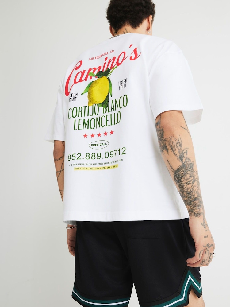 River Island White Oversized Fit Lemoncello T-Shirt - Image 1 of 4