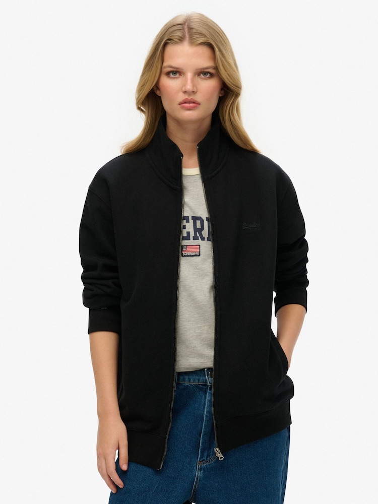 Superdry Black Oversized Essential Logo Track Top - Image 1 of 5 Superdry Black Oversized Essential Logo Track Top - Image 1 of 5