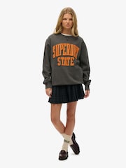 Superdry Grey Oversized Vintage Athletic Crew Sweat top - Image 2 of 6