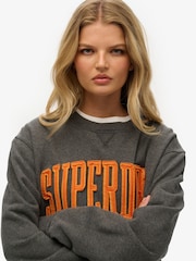 Superdry Grey Oversized Vintage Athletic Crew Sweat top - Image 3 of 6