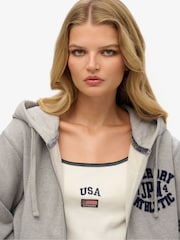 Superdry Grey Oversized Vintage Athletic Zip Hoodie - Image 3 of 6