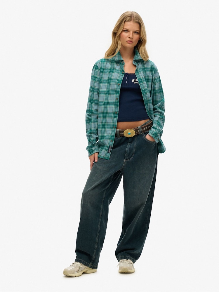 Camisa xadrez vintage de algodão oversized da Superdry - Imagem 2 de 7
