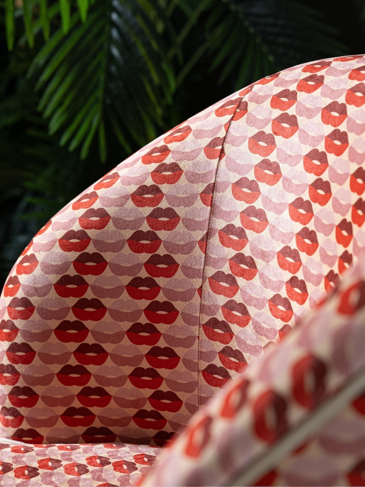 Rockett St George Lips Print Deep Red & Peach Munro Swivel Chair - Image 2 of 9 Rockett St George Lips Print Deep Red & Peach Munro Swivel Chair - Image 2 of 9