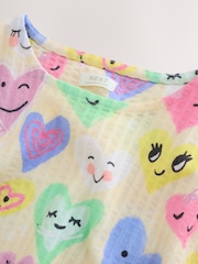 Light Yellow Heart Print Short Sleeve Jersey Dress (3-16yrs) - Image 3 of 8