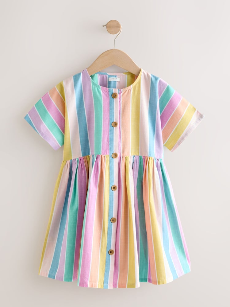Buy Rainbow Stripe Short Sleeve Button Through Dress (3-16yrs) from Next USA