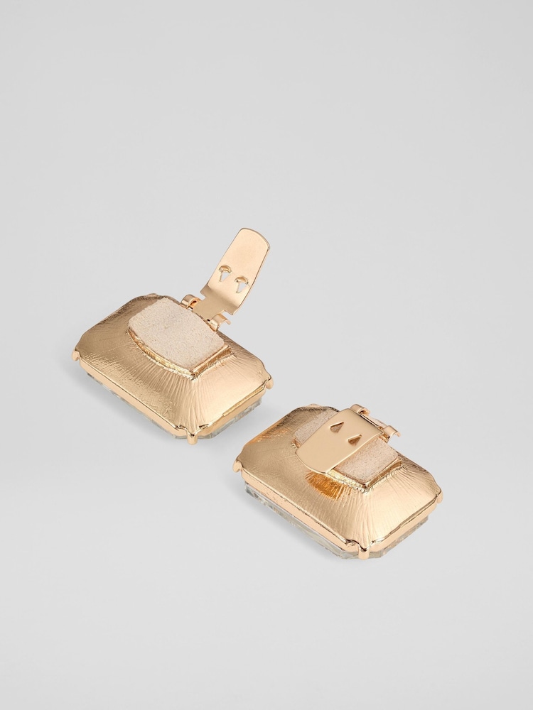LK Bennett Crystal White Lara Metallic Rectangle Crystal White Shoe Clip - Image 2 of 4 LK Bennett Crystal White Lara Metallic Rectangle Crystal White Shoe Clip - Image 2 of 4