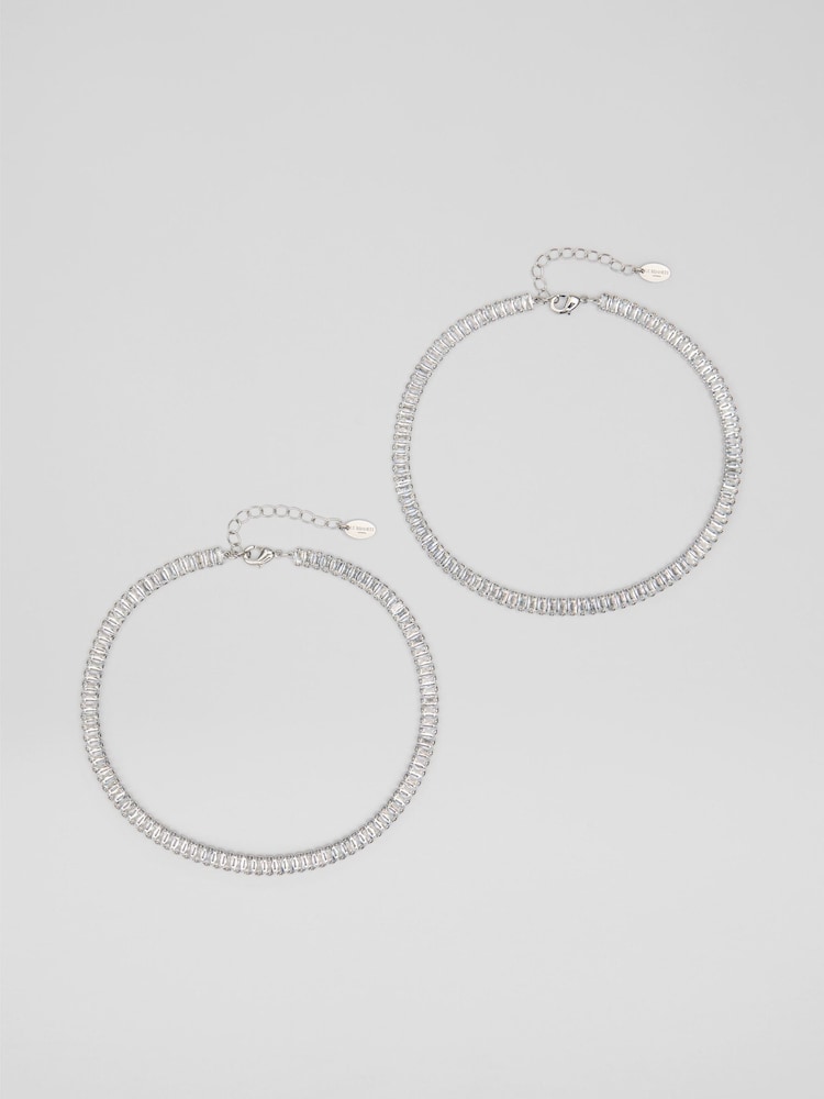 LK Bennett Metallic Loura Crystal Baguette Shoe Chain - Image 1 of 2 LK Bennett Metallic Loura Crystal Baguette Shoe Chain - Image 1 of 2