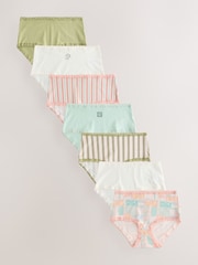 Pink/Green Midi Cotton and Lace Knickers 7 Pack - Image 1 of 10