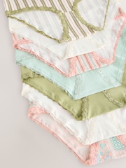 Pink/Green Midi Cotton and Lace Knickers 7 Pack - Image 10 of 10