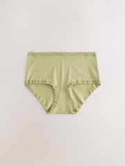 Pink/Green Midi Cotton and Lace Knickers 7 Pack - Image 4 of 10