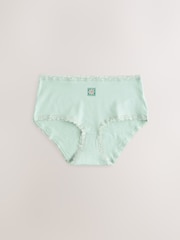Pink/Green Midi Cotton and Lace Knickers 7 Pack - Image 5 of 10